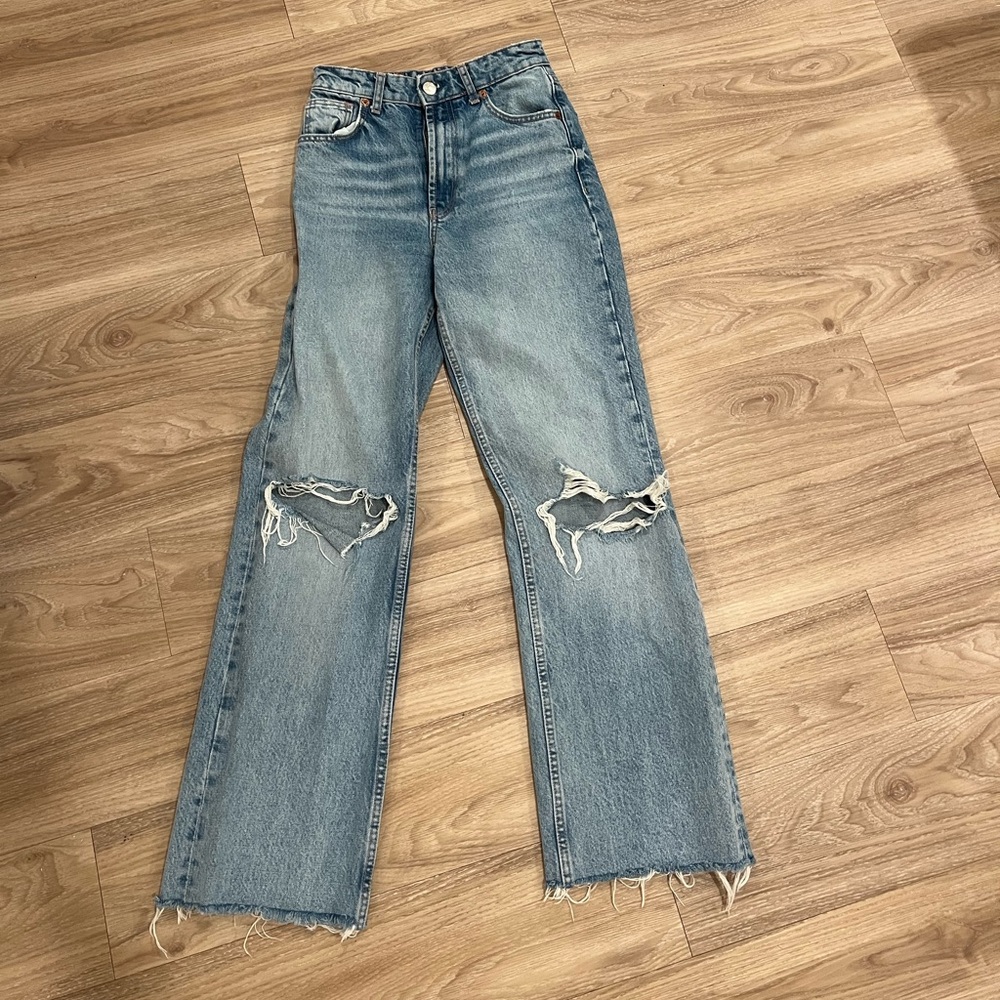 Zara ripped wide leg jeans